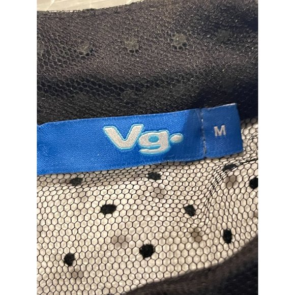 Vintage Womens Fiat & Flare Dress Lace Mesh Sleeve Front Keyhole Black SZ Medium - Picture 7 of 9